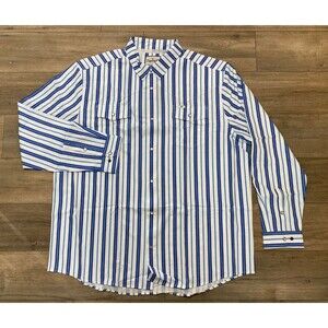 Ferrell Western Pearl Snap Mens 3XL Striped Vented Stretch Long Sleeve Shirt